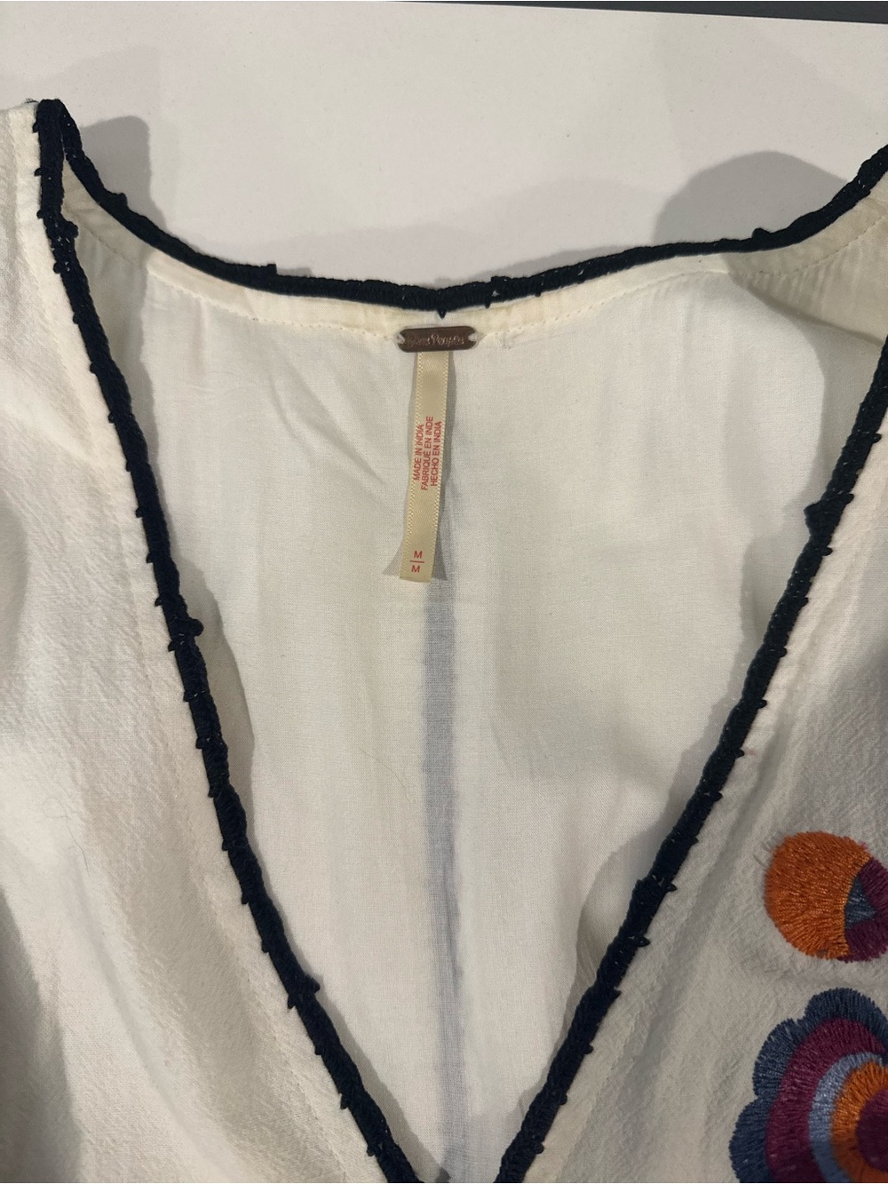 Embroidered Cream Maxi Dress with Blue Floral Accents - Picture 4 of 5